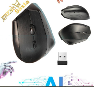 JC89_wireless vertical 6 buttons gaming mouse 1600DPi and 2.4GHz wireless nano receiver (Black)